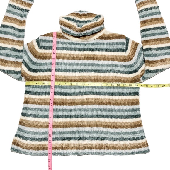 Vintage Y2K Chenille Striped Turtleneck Sweater - Picture 9 of 10